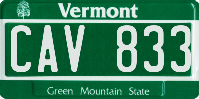 VT license plate CAV833