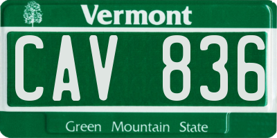 VT license plate CAV836