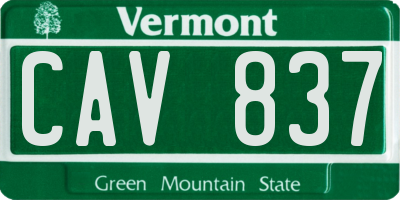 VT license plate CAV837