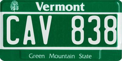 VT license plate CAV838