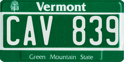 VT license plate CAV839