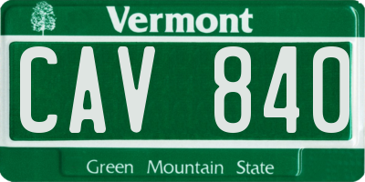 VT license plate CAV840