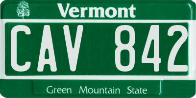 VT license plate CAV842