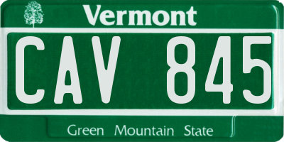 VT license plate CAV845