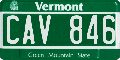 VT license plate CAV846