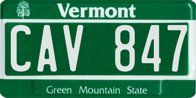 VT license plate CAV847