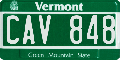 VT license plate CAV848