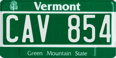 VT license plate CAV854