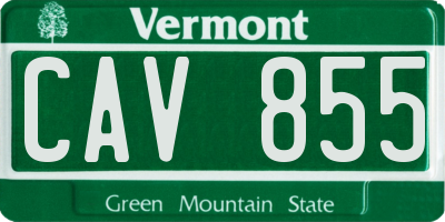 VT license plate CAV855