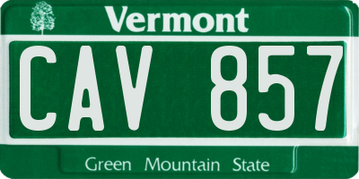 VT license plate CAV857