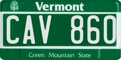 VT license plate CAV860