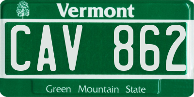 VT license plate CAV862