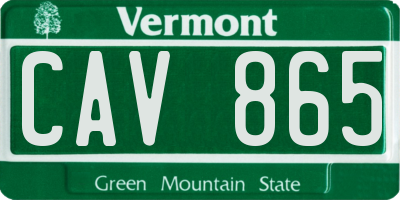 VT license plate CAV865