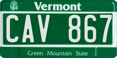 VT license plate CAV867