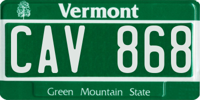 VT license plate CAV868