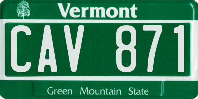 VT license plate CAV871