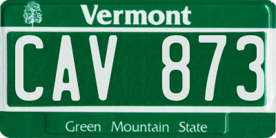 VT license plate CAV873
