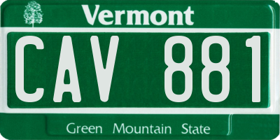VT license plate CAV881