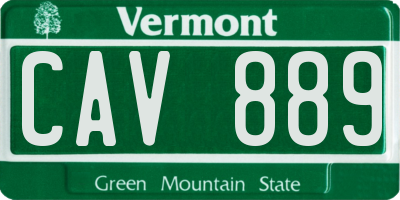 VT license plate CAV889
