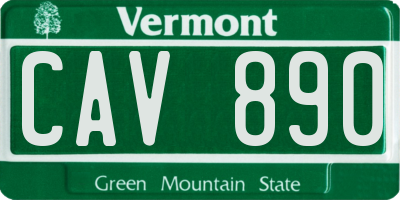 VT license plate CAV890