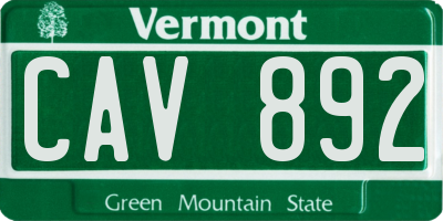 VT license plate CAV892