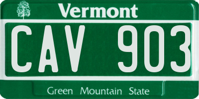 VT license plate CAV903