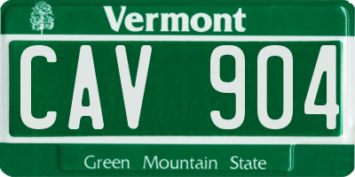 VT license plate CAV904
