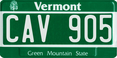 VT license plate CAV905
