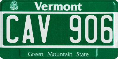VT license plate CAV906