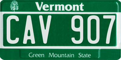 VT license plate CAV907