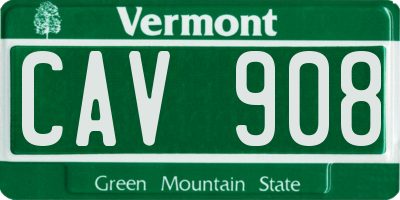 VT license plate CAV908