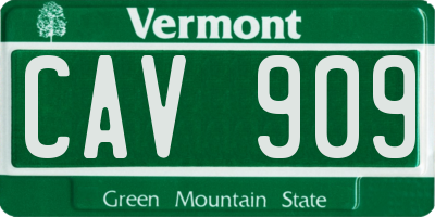 VT license plate CAV909