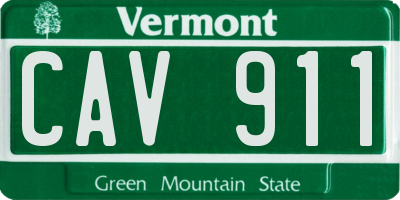 VT license plate CAV911
