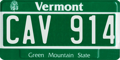 VT license plate CAV914