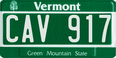 VT license plate CAV917