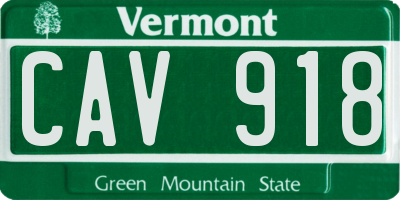 VT license plate CAV918
