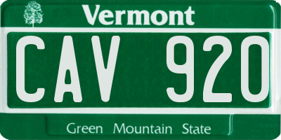 VT license plate CAV920