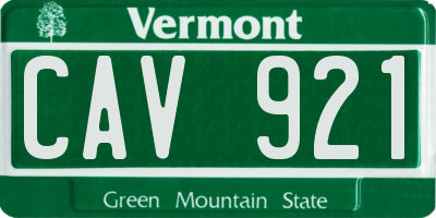 VT license plate CAV921