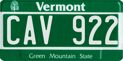 VT license plate CAV922