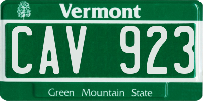 VT license plate CAV923