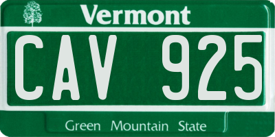 VT license plate CAV925
