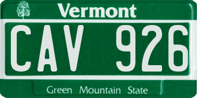 VT license plate CAV926