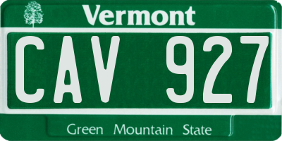 VT license plate CAV927
