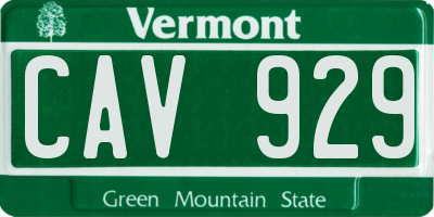 VT license plate CAV929