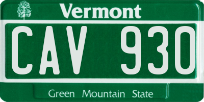 VT license plate CAV930