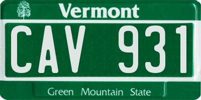 VT license plate CAV931