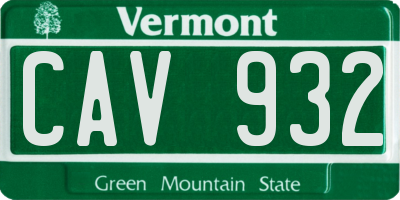 VT license plate CAV932