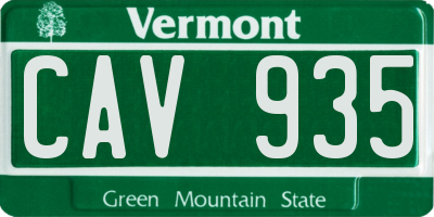 VT license plate CAV935