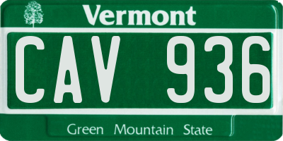 VT license plate CAV936
