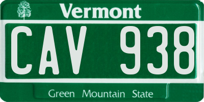 VT license plate CAV938